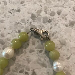 Elegant Green and White Beaded Necklace